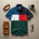 Vibrant Color Block Short Sleeve Shirt