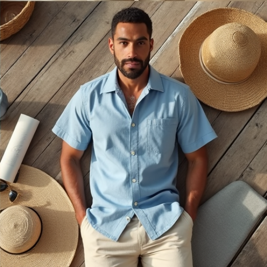 Coastal Breeze Linen Blend Camp Collar Shirt