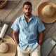 Coastal Breeze Linen Blend Camp Collar Shirt