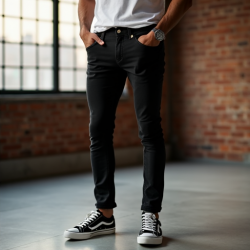 Urban Edge Men's Skinny Fit Black Jeans