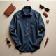 Breezy Elegance: Men's Linen Blend Casual Long Sleeve Shirt