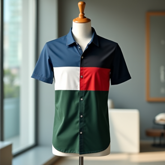 Vibrant Color Block Short Sleeve Shirt