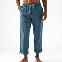 Coastal Breeze Men's Linen Drawstring Beach Pants