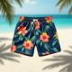 Tropical Escape Men's Floral Beach Shorts
