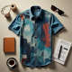 Artistry in Motion: Men's Abstract Print Short Sleeve Shirt
