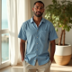 Coastal Breeze Linen Blend Camp Collar Shirt