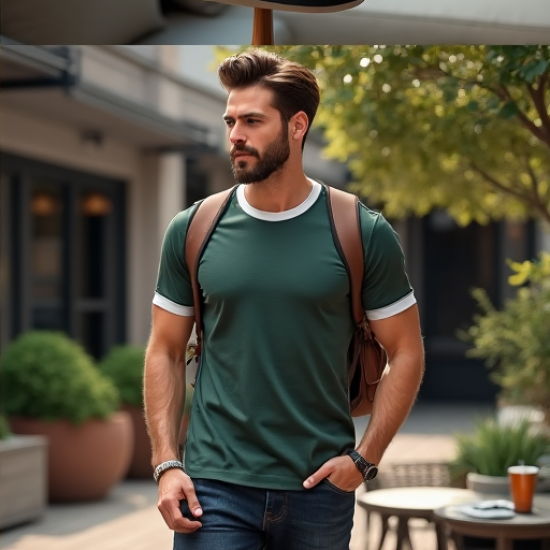 Urban Edge Contrast Neckband Ringer Tee