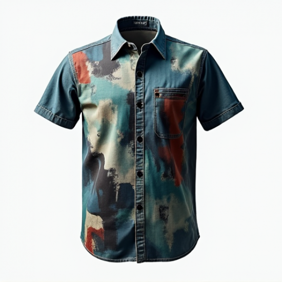 Artistry in Motion: Men's Abstract Print Short Sleeve Shirt