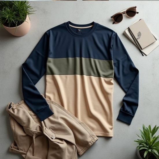 Urban Style Color Block Long Sleeve Tee
